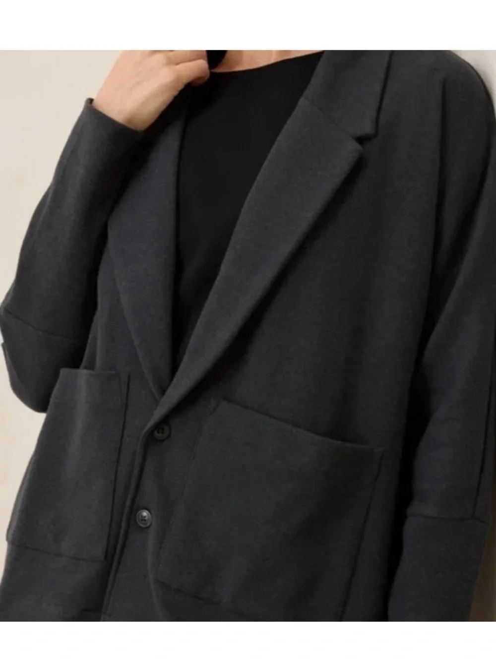 Pact Organic Cotton Relaxed Blazer In Charcoal Heather Gray Size XL.